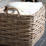 Grey Rattan Hessian Lined Rectangular Basket, thumbnail 5 of 5