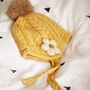 Girls Crochet Flower Cotton Lining Soft Yarn Knit Hat, thumbnail 9 of 12