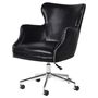Black Aged Leather Office Chair On Castors, thumbnail 1 of 2