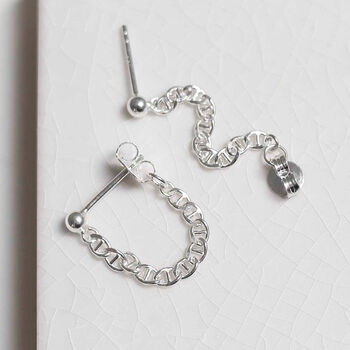 Sterling Silver Oval Chain Studs, 5 of 7