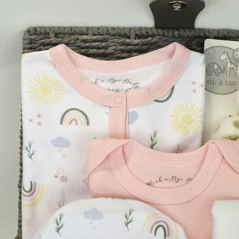 Peachy Rainbows New Baby Girl Gift Set Hamper, 3 of 7