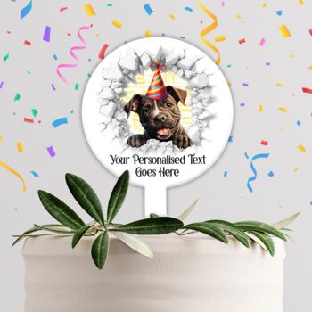 Personalised Staffordshire Bull Terrier Birthday Break Through, 4 of 8