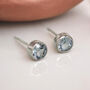 Sterling Silver Blue Topaz Stud Earrings, thumbnail 4 of 10