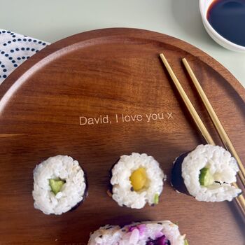 Personalised Wooden Sushi Plate, 2 of 3