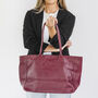 Burgundy Lined Soft Leather Tote, thumbnail 4 of 10
