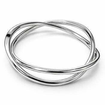 Chunky Sterling Silver Twin Infinity Bangle, 5 of 6