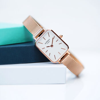 Ladies Personalised Rose Gold Watch – Architēct Lille, 2 of 5