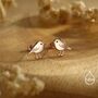 Chickadee Bird Stud Earrings In Sterling Silver, thumbnail 4 of 10