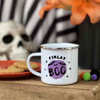 Personalised Boo! Halloween Enamel Mug, 8 of 11