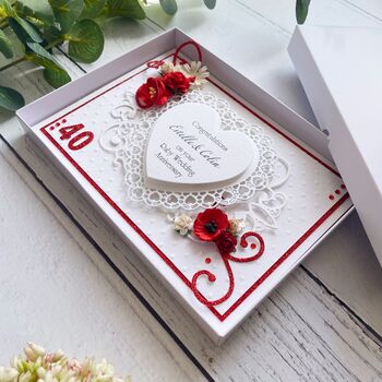 Handmade Ruby Wedding Anniversary Card, 5 of 7