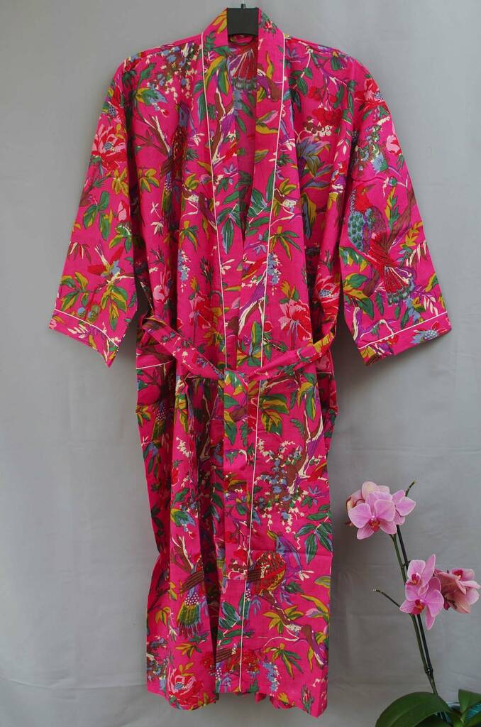 Tropical Print 100 Cotton Kimono Gown By Reason Season Time London