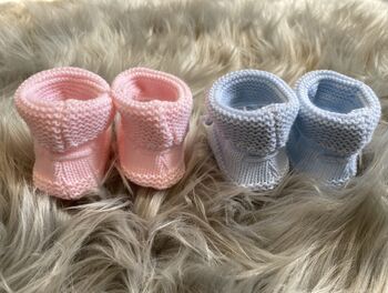 Knitted Tie Up Newborn Baby Booties, 5 of 8