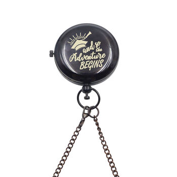 The Admiral Personalised Black Skeleton Pocket Watch For Graduation Gift, 9 of 12
