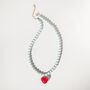 Powder Blue Bead Necklace With Red Heart, thumbnail 6 of 8