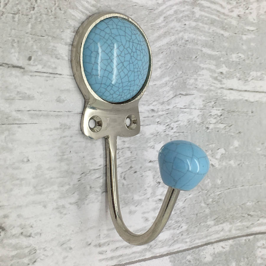 blue crackle ceramic keys wall rack coat and hat hook by g decor