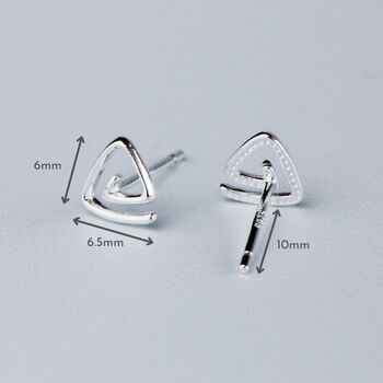 Sterling Silver Triangle Spiral Stud Earrings, 3 of 6