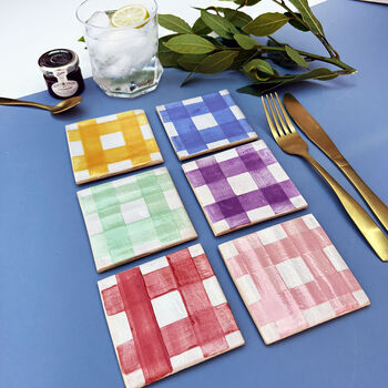 Square Ceramic Picnic Styled Coasters, 7 of 7