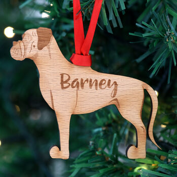 Boxer Personalised Wooden Dog Xmas Decoration, 2 of 6
