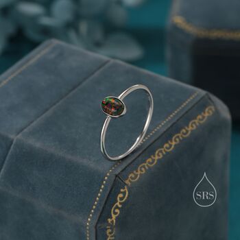 Sterling Silver Delicate Black Onyx Oval Ring, 5 of 12