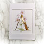 A Is For Anemone Gilded Flower Letter Print, thumbnail 2 of 6