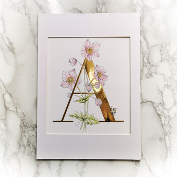 A Is For Anemone Gilded Flower Letter Print, 2 of 6