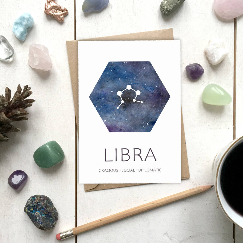 Libra Star Sign Constellation Birthday Card By Cherry Pie Lane