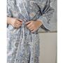 Block Printed Blue Cornflower Cotton Dressing Gown, thumbnail 2 of 4