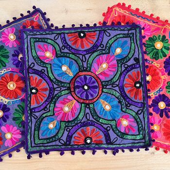 Hand Embroidered Flower Cushion Cover, 6 of 11