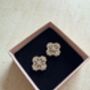 18 K Gold Plated Clover Flower Stud Earrings, thumbnail 3 of 4