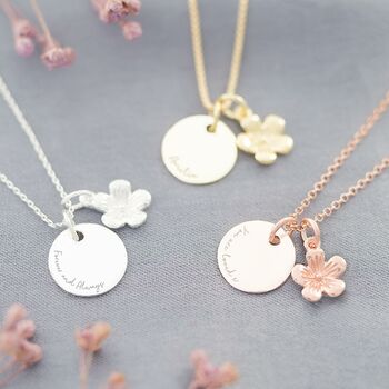 Sterling Silver Flower And Disc Personalised Necklace, 5 of 12