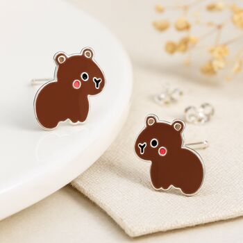 Sterling Silver Capybara Stud Earrings – 10mm, 3 of 6
