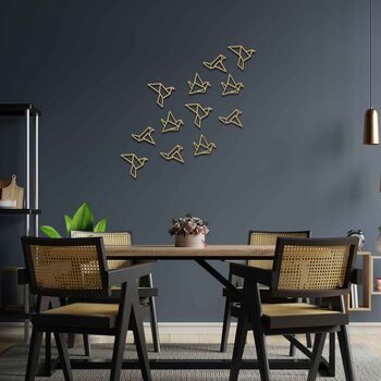 083 Flock Of Birds Origami Design Wooden Wall Art, 7 of 10