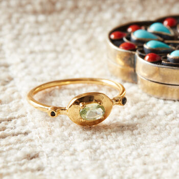 Green Amethyst Solitaire Stacking Ring, 18k Gold Vermeil, 6 of 9