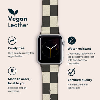 Y2k Black Check Vegan Leather Apple Watch Band, 2 of 6