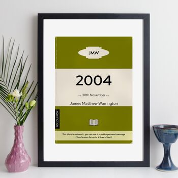 Personalised 21st Birthday Print 2004 Book Cover Gift, 7 of 12