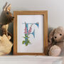 F Is For Foxglove Botanical Initial, Personalised, thumbnail 1 of 6