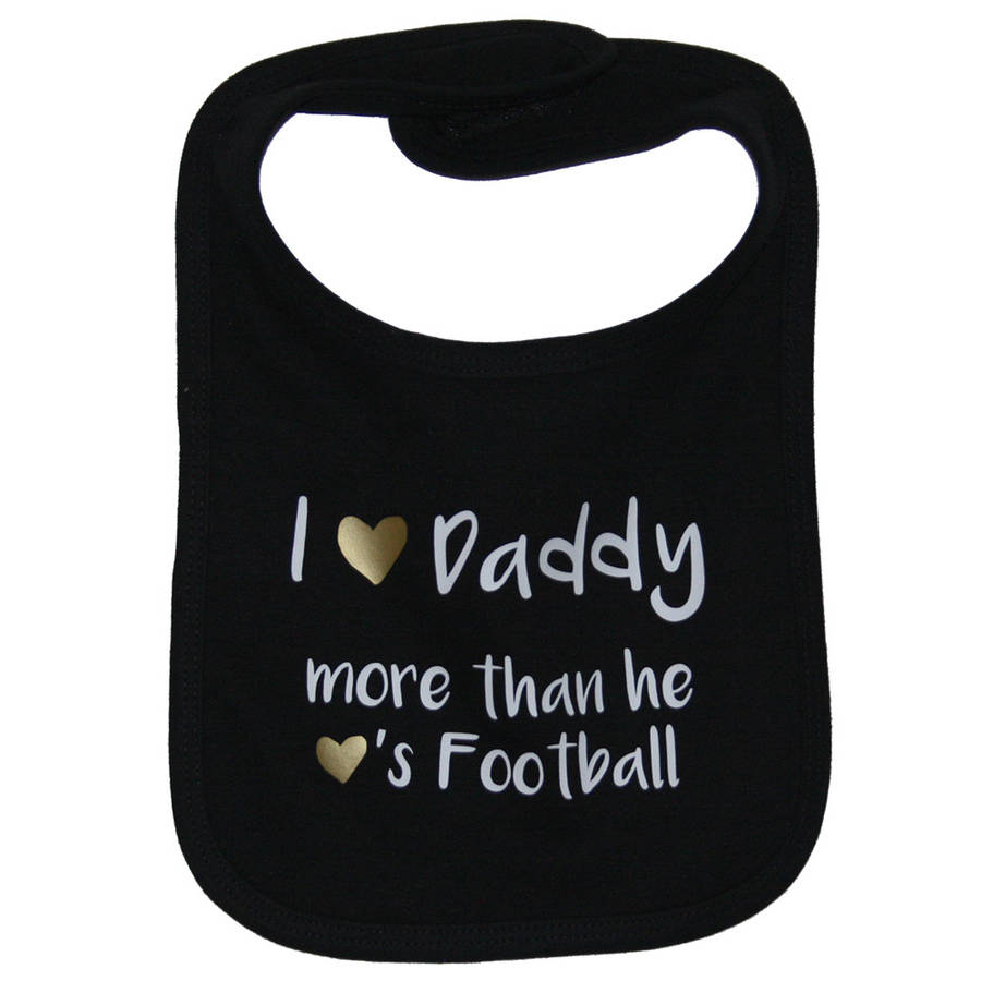 Daddy Loves Football Baby Bib By Juliet Reeves Designs