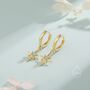 Sterling Silver Opal Starburst Huggie Hoop Earrings, thumbnail 7 of 10