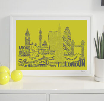 London Two Skyline Typography Print Personalised, 6 of 8