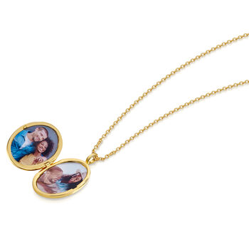 Large 18 K Gold Plated Oval Locket With Clear Crystal, 3 of 7