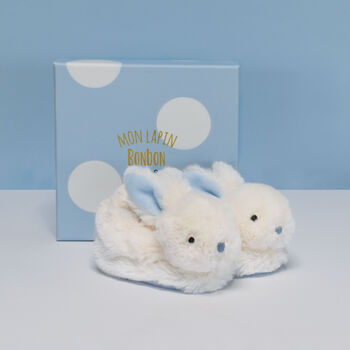 Doudou Et Compagnie Blue Booties With Rattle, 4 of 4