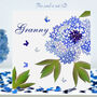 Granny Birthday Blue Butterfly Peony Card, thumbnail 1 of 12
