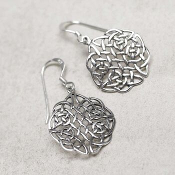 Sterling Silver Celtic Dara Knot Earrings, 3 of 7