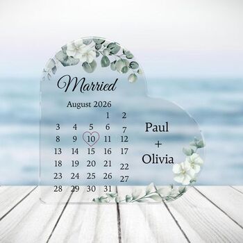 Personalised Wedding Date Acrylic Heart, 3 of 5