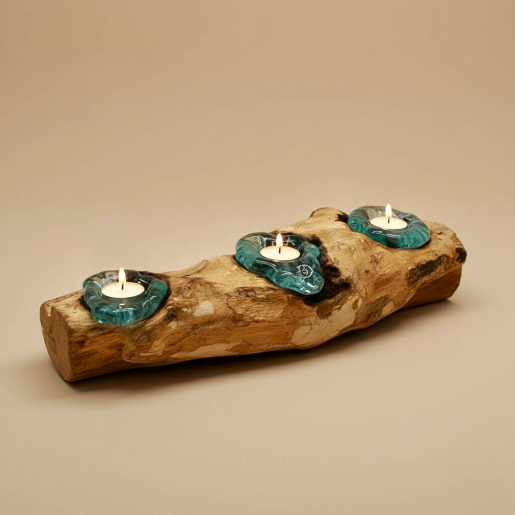 Molten Glass Candle Holder Triple Tealight Holder, 1 of 12