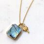 The Duo Labradorite Necklace, Gold Plated, thumbnail 8 of 11