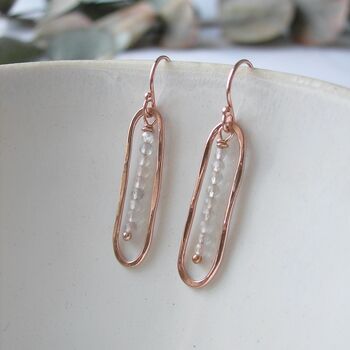 Rose Gold Filled Moonstone Oval Earrings, 4 of 6
