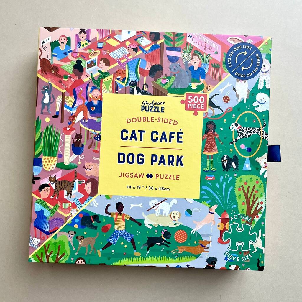 Cat Café And Dog Park Double Sided Jigsaw Puzzle, 1 of 4