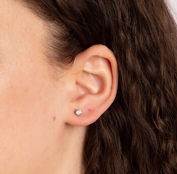 Mini 9ct Gold April Birthstone Stud Earrings, 3 of 7