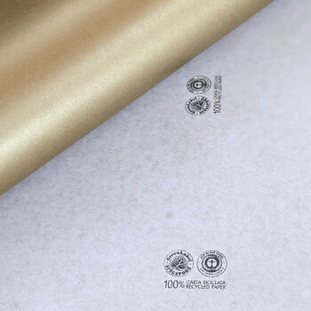 100% Recycled Metallic Gift Wrap Paper Three Mtr Roll In Gold, Silver Or Rose, 4 of 4